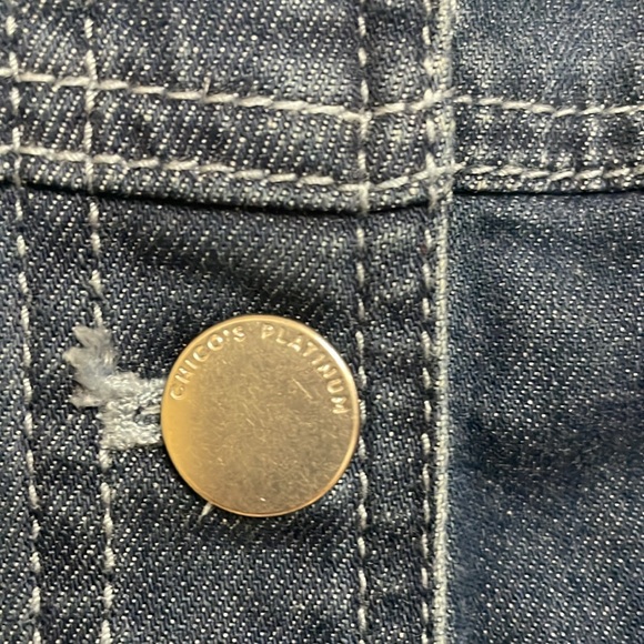 Chico’s Platinum Size 2, which is the same as 12/14 Blue Denim Cropped Jacket. - Picture 7 of 10